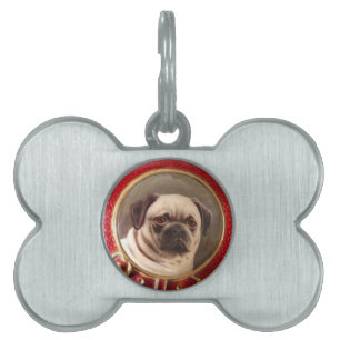 VICTORIAANS MINIATOIRE DOG PORTRAITS Pug Huisdieren Naamplaatje