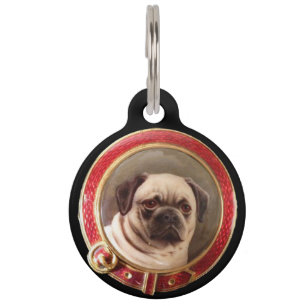 VICTORIAANS MINIATOIRE DOG PORTRAITS Pug Huisdierpenning