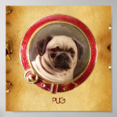 VICTORIAANS MINIATOIRE DOG PORTRAITS Pug Poster (Voorkant)