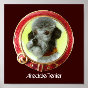 VICTORIAANS MINIATURE DOG PORTRAITS Airedale Terri Poster