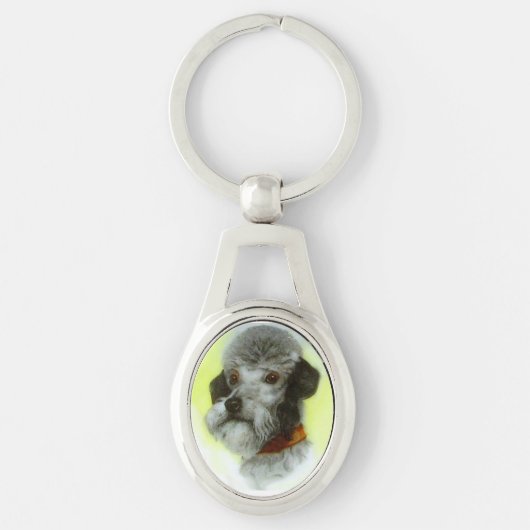 VICTORIAANS MINIATURE DOG PORTRAITS Airedale Terri Sleutelhanger (Voorkant)