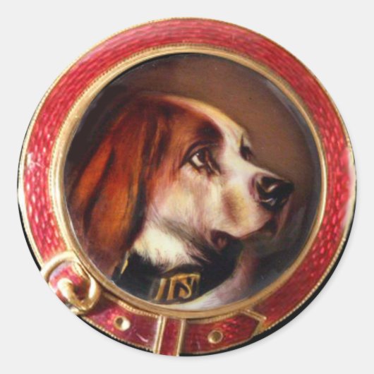VICTORIAANS MINIATURE DOG PORTRAITS Bloodhound Ronde Sticker (Voorkant)