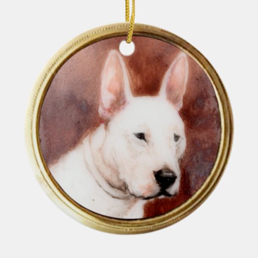 VICTORIAANS MINIATURE DOG PORTRAITS, Bull Terrier Keramisch Ornament (Voorkant)