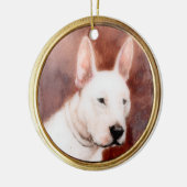 VICTORIAANS MINIATURE DOG PORTRAITS, Bull Terrier Keramisch Ornament (Links)