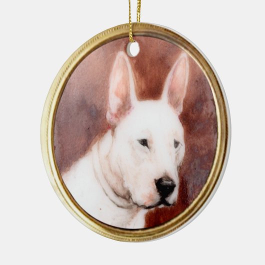 VICTORIAANS MINIATURE DOG PORTRAITS, Bull Terrier Keramisch Ornament (Links)
