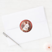 VICTORIAANS MINIATURE DOG PORTRAITS Bull Terrier Ronde Sticker (Envelop)