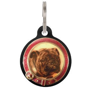VICTORIAANS MINIATURE DOG PORTRAITS Bulldog Huisdierpenning
