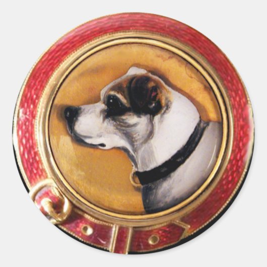VICTORIAANS MINIATURE DOG-PORTRAITS Fox Terrier Ronde Sticker (Voorkant)
