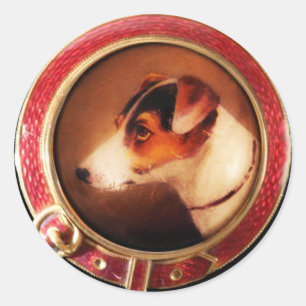 VICTORIAANS MINIATURE DOG-PORTRAITS Fox Terrier Ronde Sticker