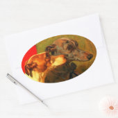 VICTORIAANS MINIATURE DOG PORTRAITS Greyhounds Ovale Sticker (Envelop)