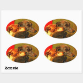 VICTORIAANS MINIATURE DOG PORTRAITS Greyhounds Ovale Sticker (Vel)