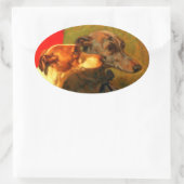 VICTORIAANS MINIATURE DOG PORTRAITS Greyhounds Ovale Sticker (Tas)