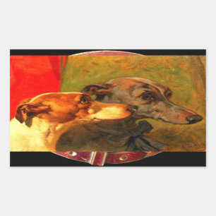 VICTORIAANS MINIATURE DOG PORTRAITS Greyhounds Rechthoekige Sticker