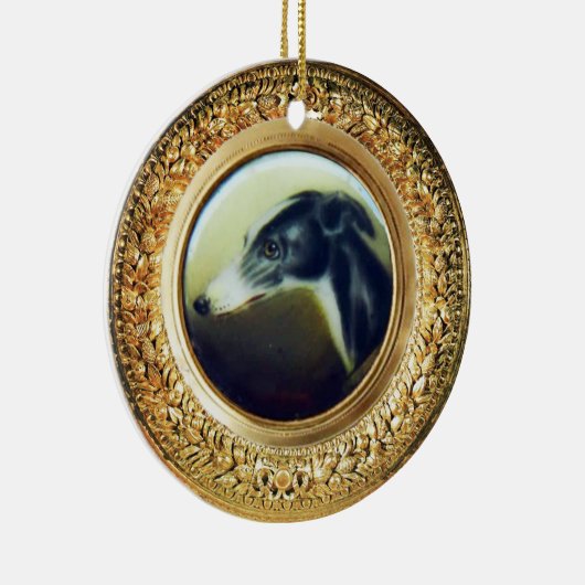 VICTORIAANS MINIATURE DOG PORTRAITS Irish Greyhoun Keramisch Ornament (Rechts)