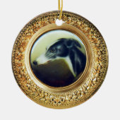 VICTORIAANS MINIATURE DOG PORTRAITS Irish Greyhoun Keramisch Ornament (Voorkant)