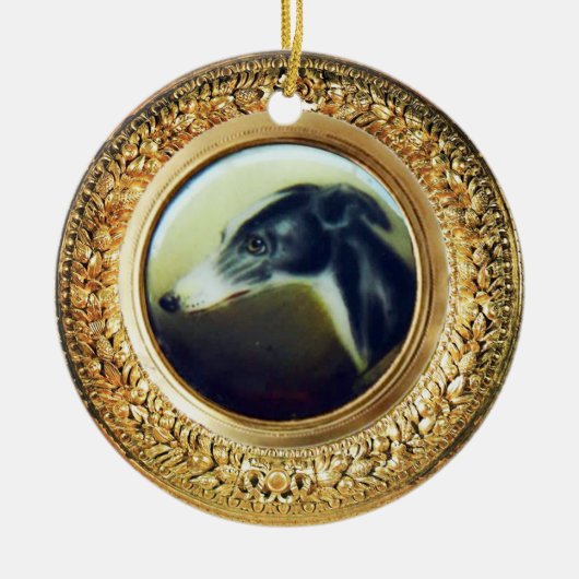 VICTORIAANS MINIATURE DOG PORTRAITS Irish Greyhoun Keramisch Ornament (Voorkant)