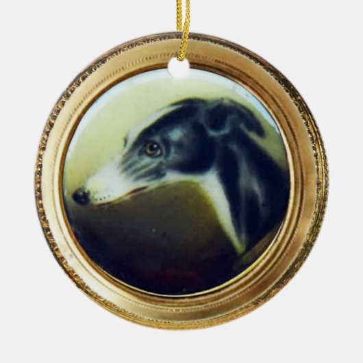 Victoriaans MINIATURE DOG PORTRAITS Irish Greyhoun Keramisch Ornament (Voorkant)