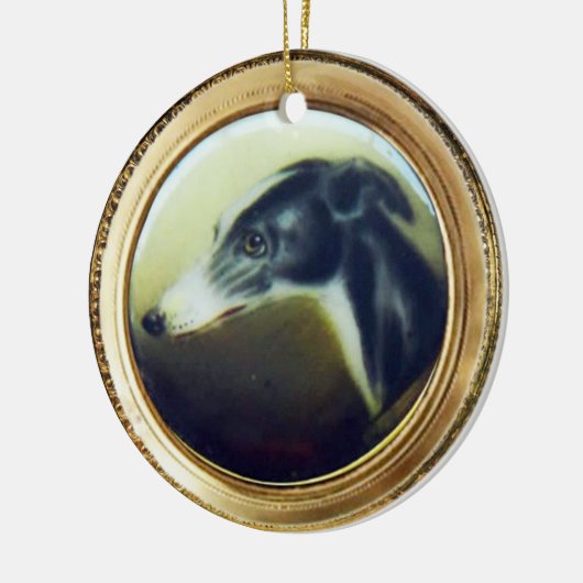 Victoriaans MINIATURE DOG PORTRAITS Irish Greyhoun Keramisch Ornament (Links)