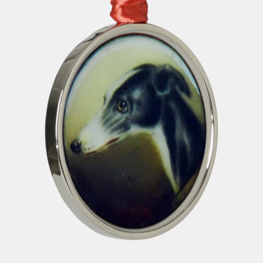 VICTORIAANS MINIATURE DOG PORTRAITS Irish Greyhoun Metalen Ornament (Rechts)