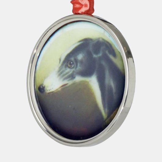 VICTORIAANS MINIATURE DOG PORTRAITS Irish Greyhoun Metalen Ornament (Links)