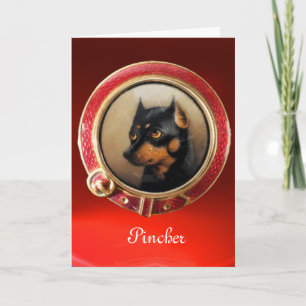 VICTORIAANS MINIATURE DOG PORTRAITS Pincher Feestdagen Kaart