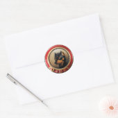 VICTORIAANS MINIATURE DOG PORTRAITS Pincher Ronde Sticker (Envelop)