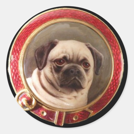 VICTORIAANS MINIATURE DOG PORTRAITS PUT RONDE STICKER (Voorkant)