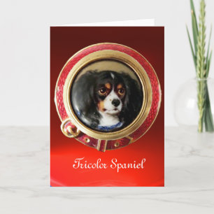 VICTORIAANS MINIATURE DOG PORTRAITS Tricolor Spani Feestdagen Kaart