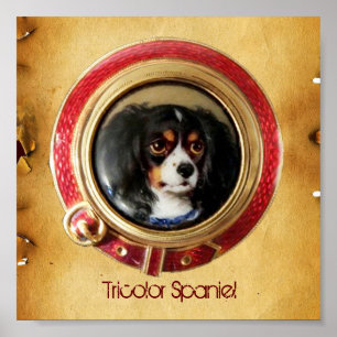 VICTORIAANS MINIATURE DOG PORTRAITS Tricolor Spani Poster