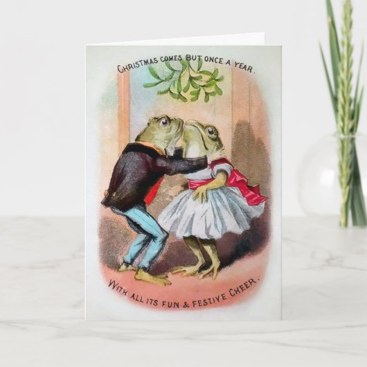 Victoriaans Mistletoe Kikkerstkaart Feestdagen Kaart (Voorkant)