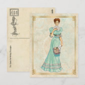  Victoriaans Mode Illustratie Mint Dress Briefkaart (Voorkant / Achterkant)