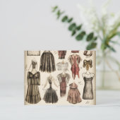  Victoriaans Mode Ontwerppotloodschets Briefkaart (Staand voorkant)