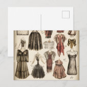  Victoriaans Mode Ontwerppotloodschets Briefkaart (Voorkant / Achterkant)