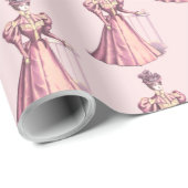  Victoriaans Mode Roze dress Blush Cadeaupapier (Rol Hoek)