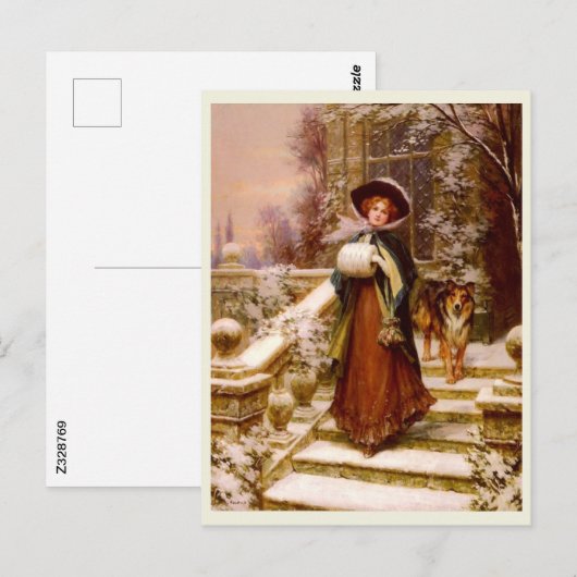 Victoriaans Mode, WinterRoyaliteit Briefkaart (Voorkant / Achterkant)
