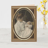 Victoriaans moeder en Baby kind portret Kaart (Gele Bloem)