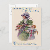 Victoriaans moeder en dochter Bloemen Moederdag Briefkaart (Voorkant / Achterkant)