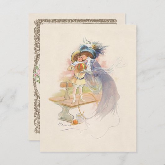 Victoriaans moeder en dochter Feestdagenkaart (Voorkant / Achterkant)