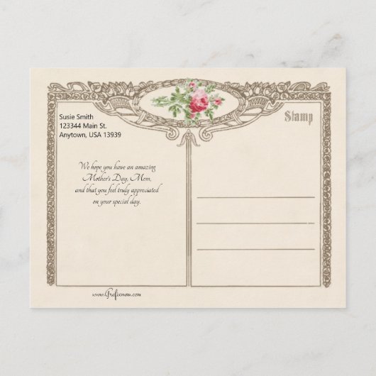 Victoriaans moeder en dochter Feestdagenkaart (Achterkant)