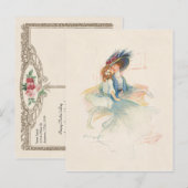 Victoriaans moeder en dochter glimlachen feestdagenkaart (Voorkant / Achterkant)