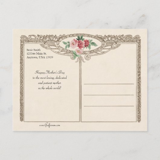 Victoriaans moeder en dochter glimlachen feestdagenkaart (Achterkant)