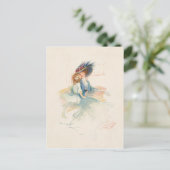 Victoriaans moeder en dochter glimlachen feestdagenkaart (Staand voorkant)