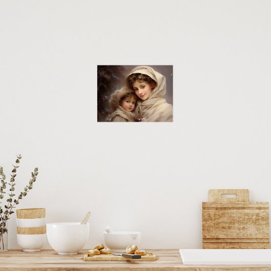 Victoriaans moeder en kind poster (Keuken)
