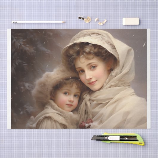 Victoriaans moeder en kind tissuepapier (Craft)