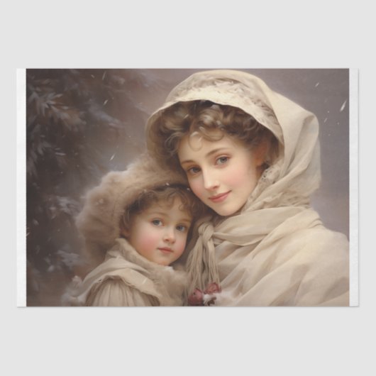 Victoriaans moeder en kind tissuepapier (Voorkant)