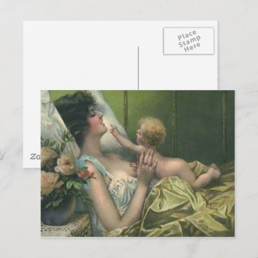 Victoriaans moeder en nieuwe baby Moederdag Kaart (Voorkant / Achterkant)