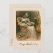 Victoriaans moeder en zoon, voorzitter feestdagenkaart (Voorkant / Achterkant)