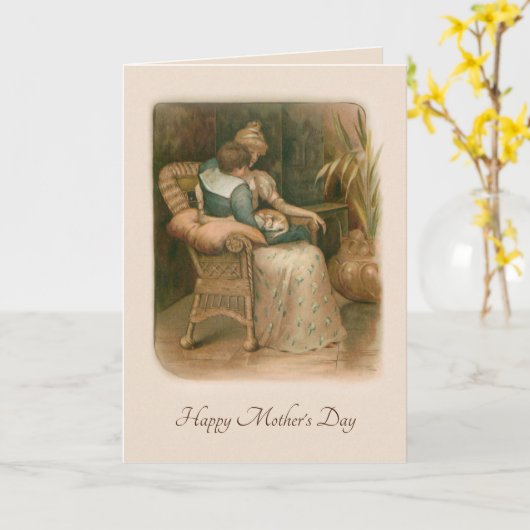 Victoriaans moeder en zoon, voorzitter kaart (Gele Bloem)