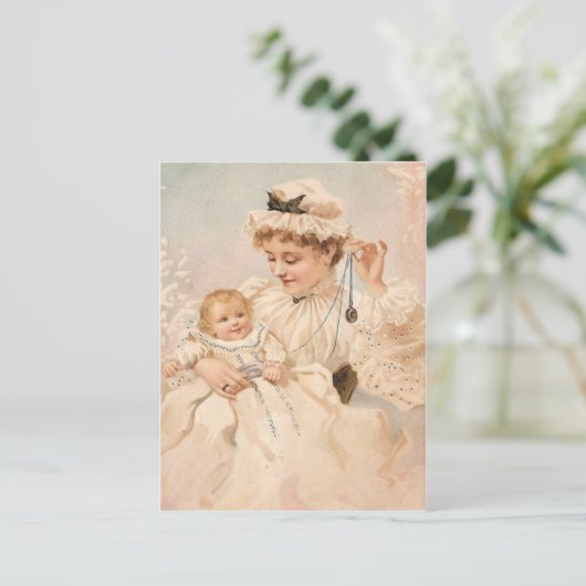 Victoriaans moeder met kind Moederdag Kaart (Staand voorkant)