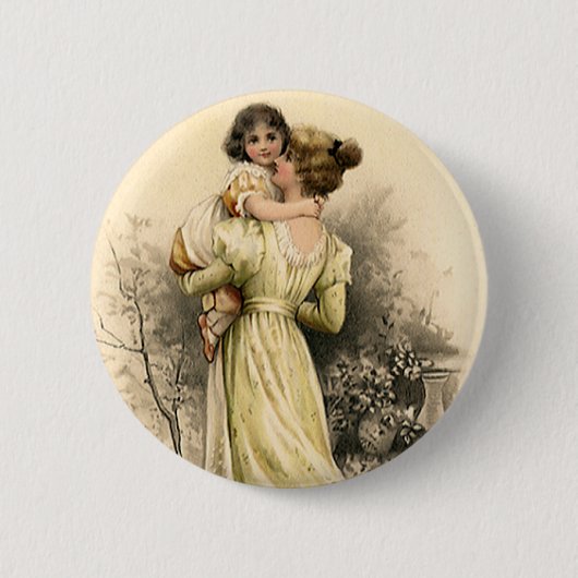  Victoriaans moeder Toddler Girl Ronde Button 5,7 Cm (Voorkant)